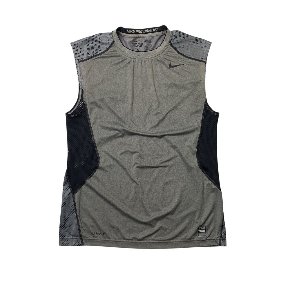 Nike Pro Combat Shirt Mens M Medium Gray Dri Fit Fitted Tank Football Base Layer